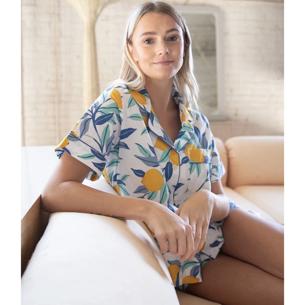 Printfresh Citrus Grove Pajama Set - White and Blue - Picture 10 of 10